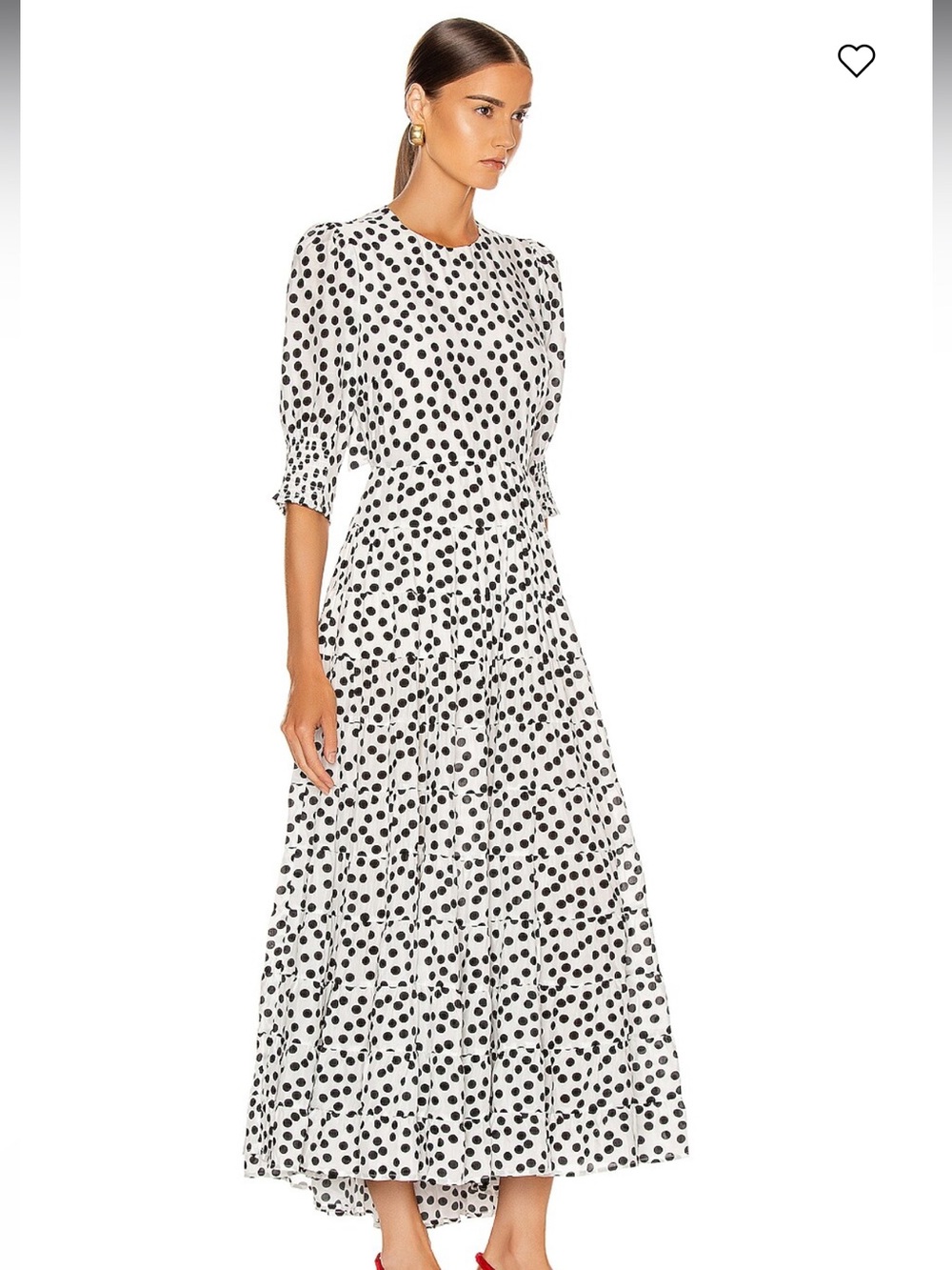 Rixo Agyness Polka Dot Midi Dress in White and Black size XS/UK8